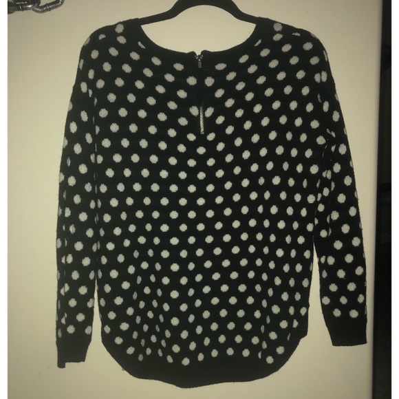 H&M Black Sweater w/ White Polka Dots and Zipper - Picture 2 of 3